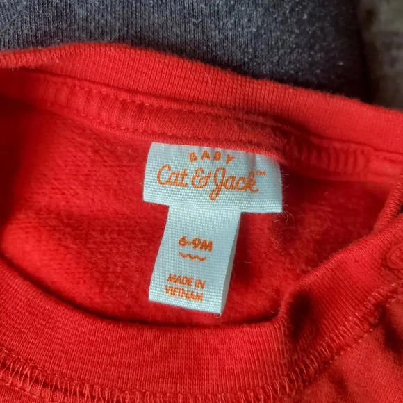 Baby Cat & Jack Red Santa Claus Graphic Fleece-Lined Pullover Sweatshirt 6/9m - Picture 2 of 9